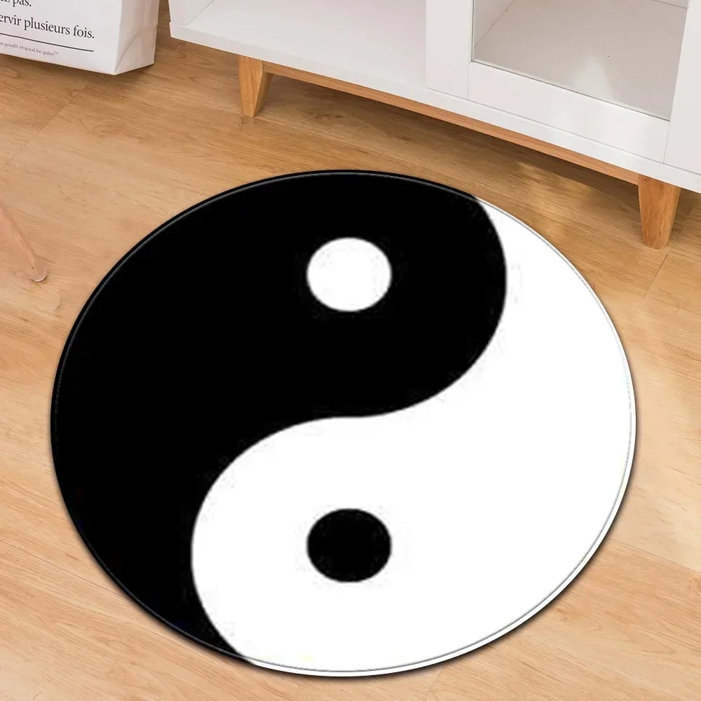 Yoga Fitness Model - Yin Yang Taiji Round Rug Flower